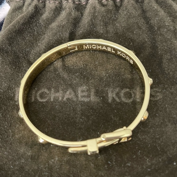 Michael Kors Astor Gold-Tone Buckle Bangle Bracelet “Authentic M.K” - Picture 3 of 6